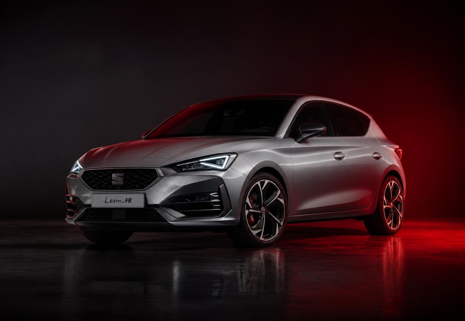 Performance hatchback in a dark studio